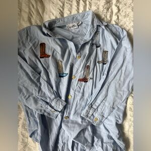 Denim boot button up shirt